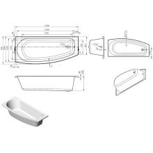 Orpington Straight 1700 x 750mm "C" Shower Bath & Legs