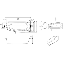 Orpington Straight 1700 x 750mm "C" Shower Bath & Legs