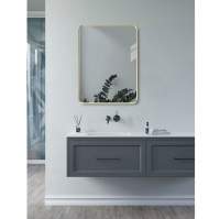 HiB Trim Curve 40 Brushed Brass Bathroom Mirror