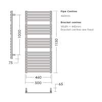 Abacus Kubik 900 x 500mm Stainless Steel Towel Rail