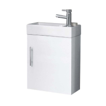 Lancia Lanza 400mm Gloss White Cloakroom Wall Hung Cabinet & Basin