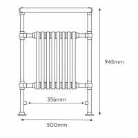 Bayswater Franklyn 1500 x 575mm Traditional Towel Rail - White & Chrome