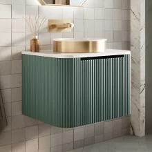 Scudo Linea Curve Reed Green 900mm Wall Hung Basin Vanity Unit