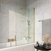 Scudo S6 Brushed Brass Radius Bath Screen