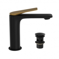 Jaquar Laguna Matt Black and Gold Semi Extended Mono Basin Mixer Tap 