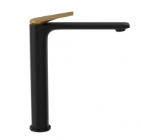 Jaquar Laguna Black Matt Black & Gold High Rise Mono Basin Mixer Tap