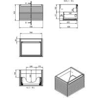 Latt 600mm Wall Hung 1 Drawer Basin Unit & Worktop - Matt Willow Green