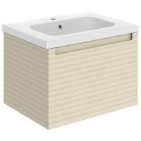 Latt 615mm Wall Hung 1 Drawer Basin Unit & Basin - Matt Cotton