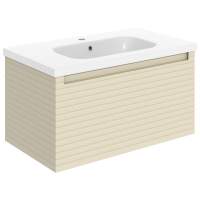 Latt 815mm Wall Hung 1 Drawer Basin Unit & Basin - Matt Cotton