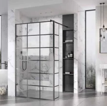 Supreme Black Leaf Design Wetroom Panel - 1200mm