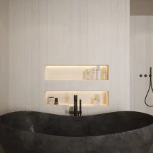 Nuance Light Terrazzo Waterproof Shower Panel from Bushboard