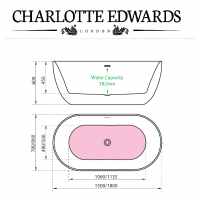 Charlotte Edwards Grosvenor Black 1650 x 735mm Modern Freestanding Bath