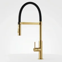 Malham Brushed Brass Flexi Pull Down Spray Head Lever Kitchen Tap