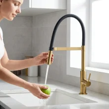 Malham Brushed Nickel Flexi Pull Down Spray Head Lever Kitchen Tap