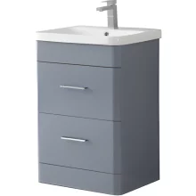 Marina Mid Grey Gloss Waterproof 2 Drawer Vanity Unit and Basin