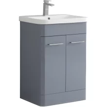 Marina 600mm Mid Grey Gloss Waterproof 2 Door Vanity Unit and Basin