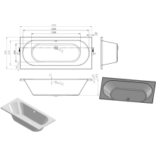 Nuie Asselby  1700 x 750 Square Double Ended Bath