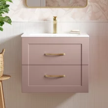 Merchtem 615mm Matt Pink Wall Hung Vanity Unit