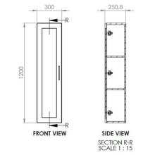 Jux Wall Hung 1 Door Tall Unit 350mm- Matt Cotton & Oak Effect