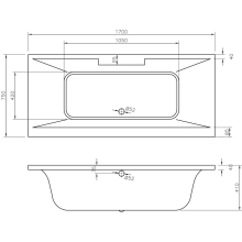 Hook Square 1700x800 Double Ended Bath & Legs