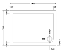Nuie Pearlstone 1400 x 900mm Anti Slip Walk In Shower Tray