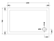 Nuie Slimline Anti Slip 1100 x 900mm Pearlstone Rectangle Shower Tray