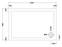 Nuie Slimline Anti Slip 1200 x 760mm Pearlstone Rectangle Shower Tray