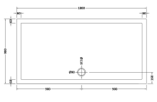 Nuie Slimline Anti Slip 1800 x 800mm Pearlstone Rectangle Shower Tray