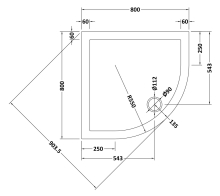 Nuie Pearlstone 1200 x 800mm Anti Slip Offset Quadrant Shower Tray