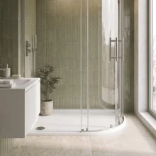 Nuie Pearlstone 700 x 700mm Slate Grey Quadrant Shower Tray