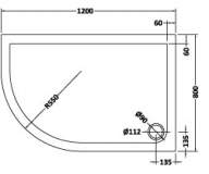 Nuie Pearlstone 1000 x 900 Offset Quadrant Shower Tray LH Nuie