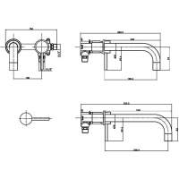 Scudo Core Wall Mounted Basin & Bath Tap Brushed Brass