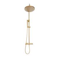 Scudo Core Brushed Brass Twin Head Rigid Riser Shower Kit