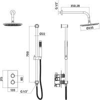 Element Thermostatic Concealed Shower Valve with Fixed Rain Head & Hand Set - Kartell UK