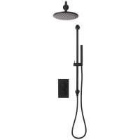 Scudo Core Black Round Handle, Fixed Head & Handset Riser Shower Kit