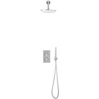 Scudo Core Chrome Round Handle, Built-in Shower Valve Fixed Head & Hand Set