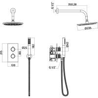 Square Shower Pack 4 - Mulard Dual Outlet with Handset & ABS Overhead Shower