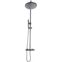 Scudo Core Gunmetal Round Rigid Riser Twin Head Bar Valve Shower - NU-035