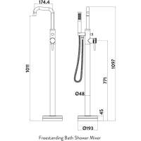 Scudo Core Gunmetal Freestanding Bath Shower Mixer Tap