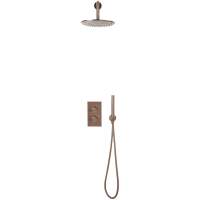 Scudo Core Brushed Bronze Round Handle, Fixed Head, Handset & Bracket