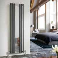 DQ Cove Mirror 1800 x 382 Vertical Radiator Anthracite Texture