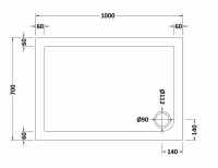 Nuie Pearlstone 1500 x 700 Rectangle Shower Tray 