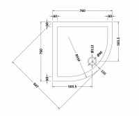 Nuie Pearlstone 700 x 700 Quadrant Shower Tray 