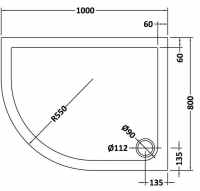 TrayMate Offset Quadrant TM25 Elementary Shower Tray - 1100 x 800mm - Right Hand