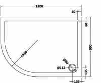 Nuie Pearlstone 1200 x 800 Right Handed Slate Grey Offset Quadrant Shower Tray