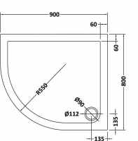 Nuie Pearlstone 900 x 800 Offset Quadrant Shower Tray LH