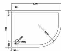 TrayMate TM25 Elementary Anti-Slip Shower Tray - 1200 x 800mm - Right Hand