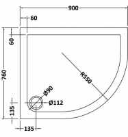 TrayMate Offset Quadrant TM25 Symmetry Shower Tray - 1100 x 800mm - Right Hand