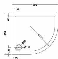 Nuie Pearlstone 900 x 800 Left Handed Slate Grey Offset Quadrant Shower Tray