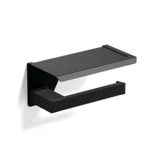 Origins Living S Cube Matt Black Toilet Roll Holder with Shelf